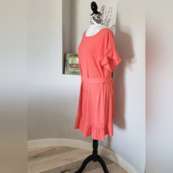 MICHAEL KORS Crinkle Crepe Ruffled Flutter sleeve Gauze  Dress  Sz Lrg NWT - Picture 7 of 12